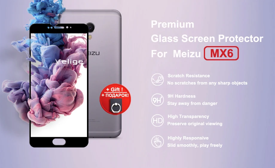 Velige Full Cover Tempered Glass For Meizu MX6 MX 6 Screen Protector 0.3MM Real 2.5D 9H Hardness Protective Glass Film (5)