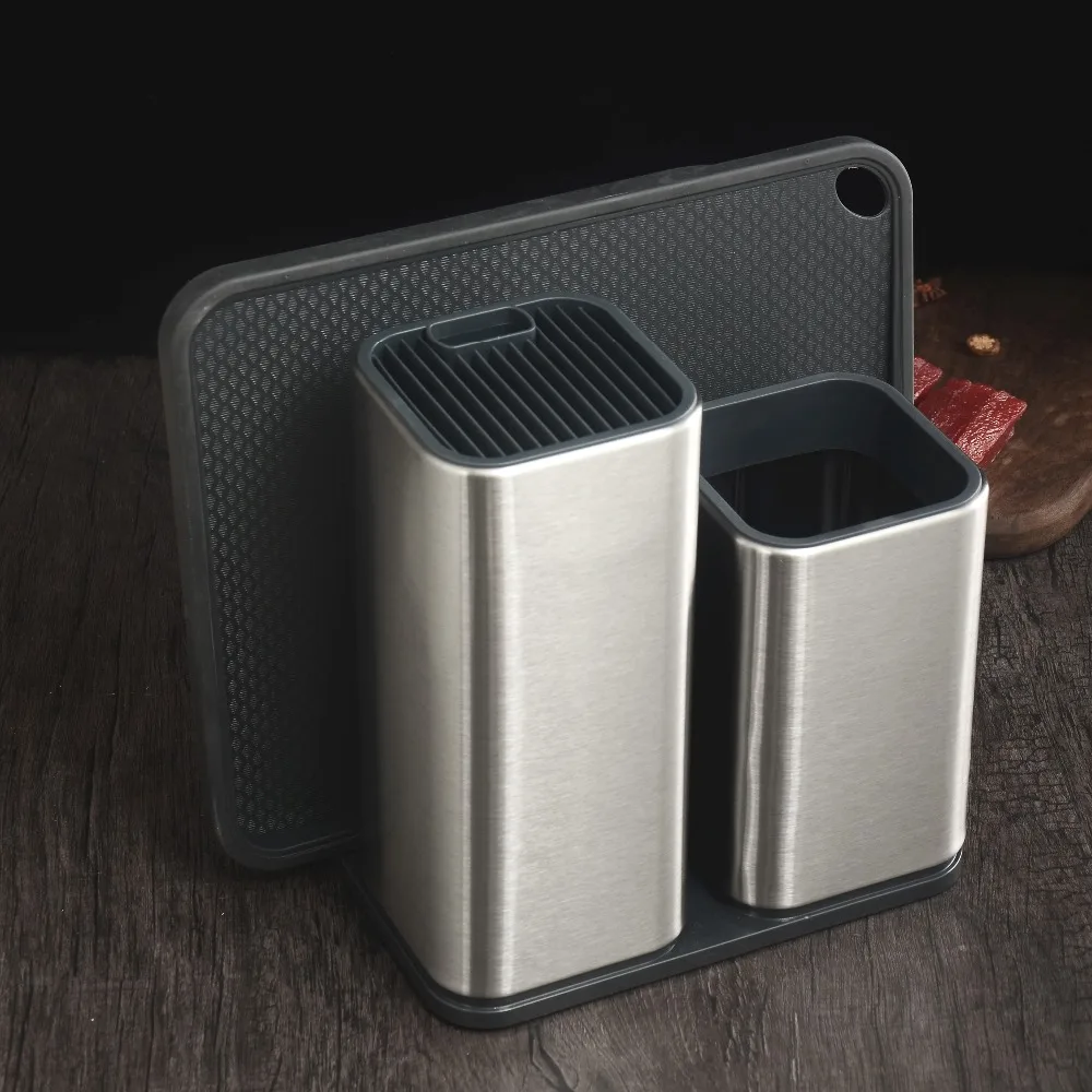 

XYj 8" 6" inch Multifunction Knife Holder Stainless Steel+PP Knife Stand Block For Kitchen Knives Tool Holder Hot New Year Gift
