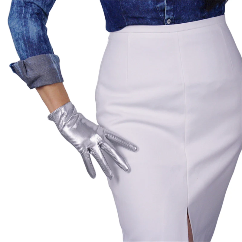 Fashionable Patent Leather Woman's Gloves Faux Genuine Leather PU Leather Gloves 21cm Short Style Female Mittens P50 Fashionable Patent Leather Woman's Gloves Faux Genuine Leather PU Leather Gloves 21cm Short Style Female Mittens P50