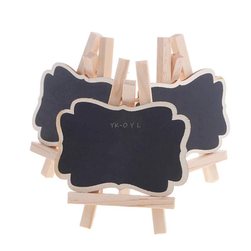 

3pcs Framed Wooden Blackboard Chalk Board Pegs Chalkboard Clips Wedding Table Decoration Tags