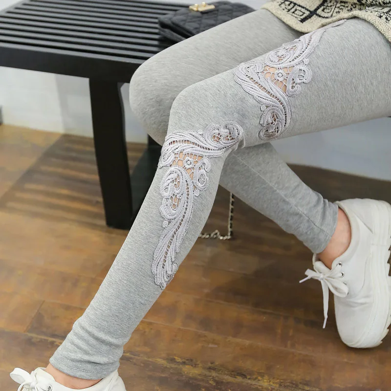 AY L1030 Hollow Lace Embroidery Angle Wing Legging 100 Cotton High