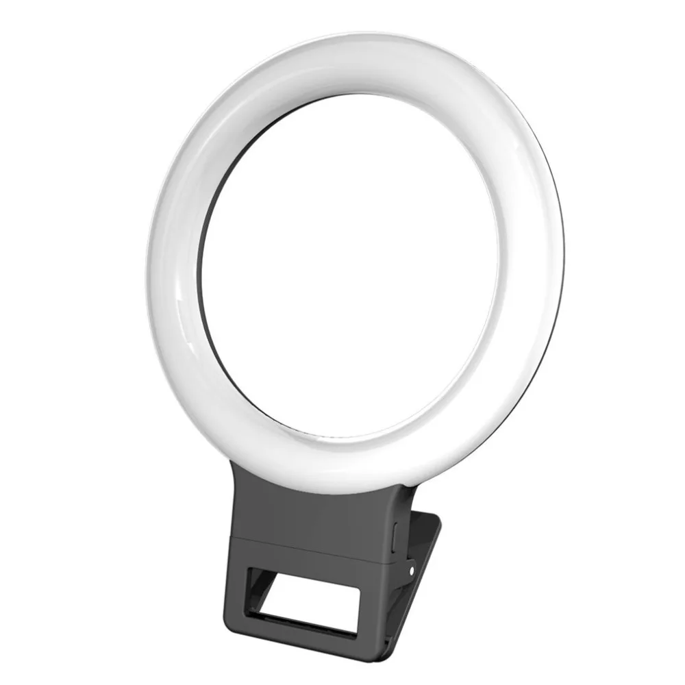 New LED Ring Flash Light Lamp Convenient Clip for iPhone Samsung Xiaomi Android Phones Selfie Beauty Light for Video Bloggers
