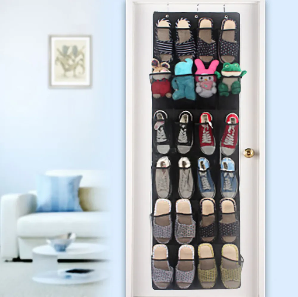 24Pocket Shoe Organizer Door Hanging Shoes Storage Wall Bag Closet Holder Save Space Organizador Home Decoration Supplies f1