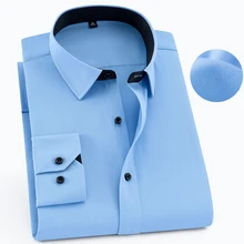 Новинка,, модные мужские рубашки в стиле пэчворк с черным воротником, однотонные брендовые деловые люди рубашки с длинными рукавами