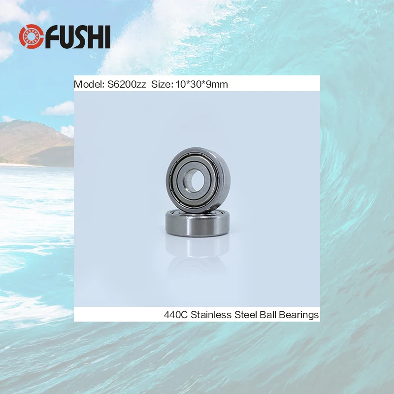 S6200ZZ подшипник 10*30*9 мм (10 шт.) ABEC 1 S6200 Z ZZ S 6200 440C шарикоподшипники из нержавеющей