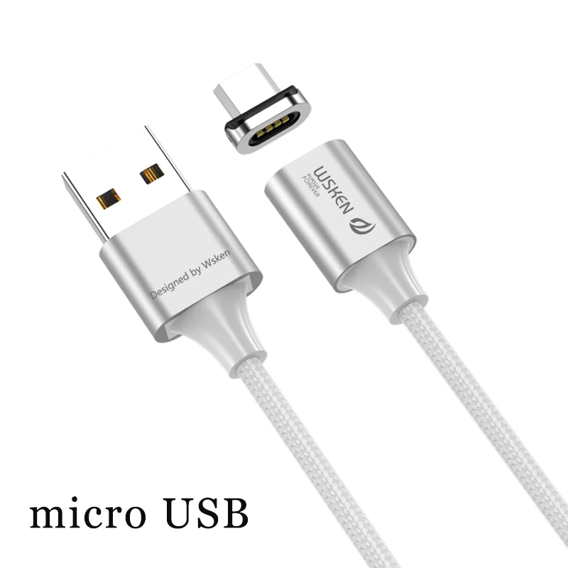 WSKEN X2 usb type C Micro USB Магнитный кабель для iPhone XR XS зарядный кабель 3A Быстрая зарядка для Sansung S9 type-C USB-C адаптер - Цвет: micro USB cable