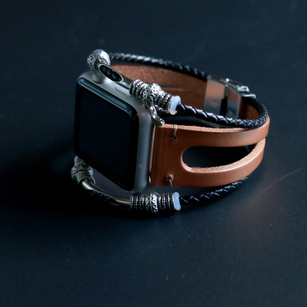 

Retro Handmade Bracelet Watchband for Apple Watch Band 42mm 38mm Cowhide Leather for Apple iWatch 40mm 44mm Series 1 2 3 4 Strap