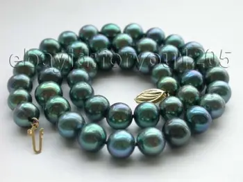 

shipping17.5" Genuine Natural 10mm Round Peacock Pearl Necklace #f1316