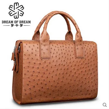 

mengzhongmeng Ostrich leather Men's bag imported Ostrich leather men's handbag