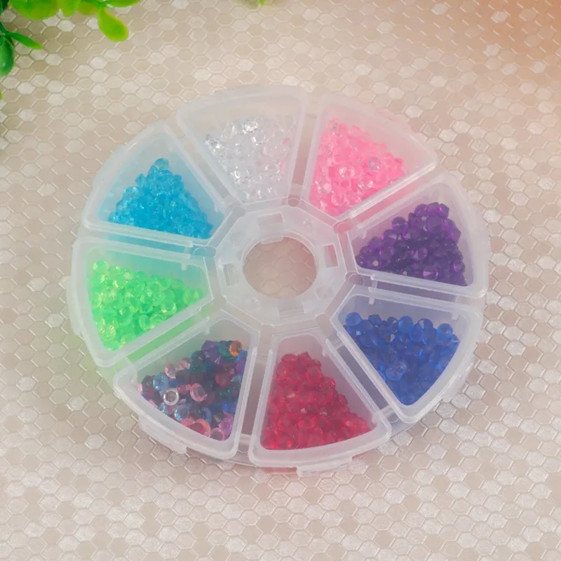 

5PCS/Set Round 8 Grids Nail Art Glitter Storage Box Spices Candy Plastic Box Transparent Plastic Organizer Box Rangement