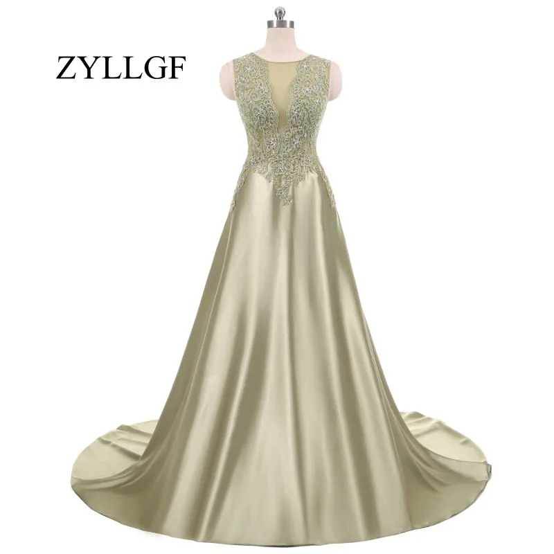 ZYLLGF Army Green Bridesmaids Dresses For Women O Neck Appliques Beaded