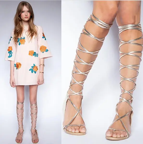 Botas Mujer Летние сапоги из овечьей кожи с перекрестными ремешками Женская обувь на
