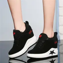 Tennis Shoes Women Shoes Genuine Leather Wedges High Heel Pumps Lace Up Platform Creepers Round Toe Punk Trainers Casual Shoes high colors women s lace up creepers oxford high heel pearl platform shoes white round toe flock patchwork wedge platform heels