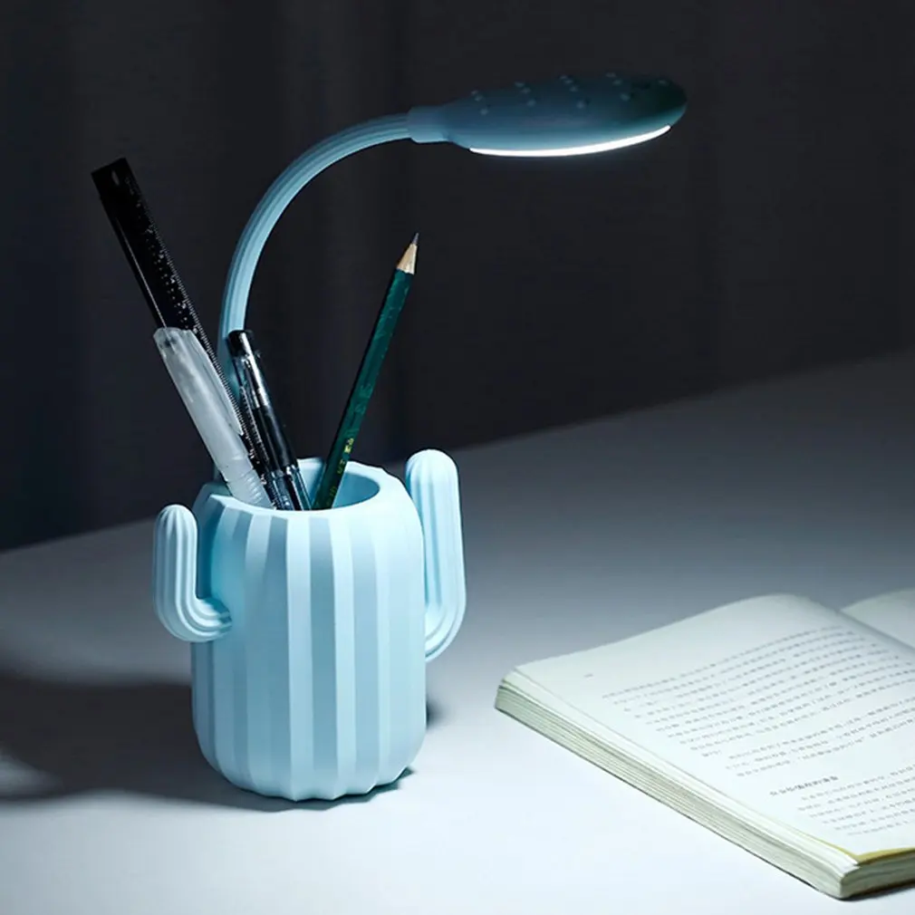 Светодиодный кактус Настольный ламповый светильник с держателем для ручки креативный ночник для студентов зарядка через usb сенсорный