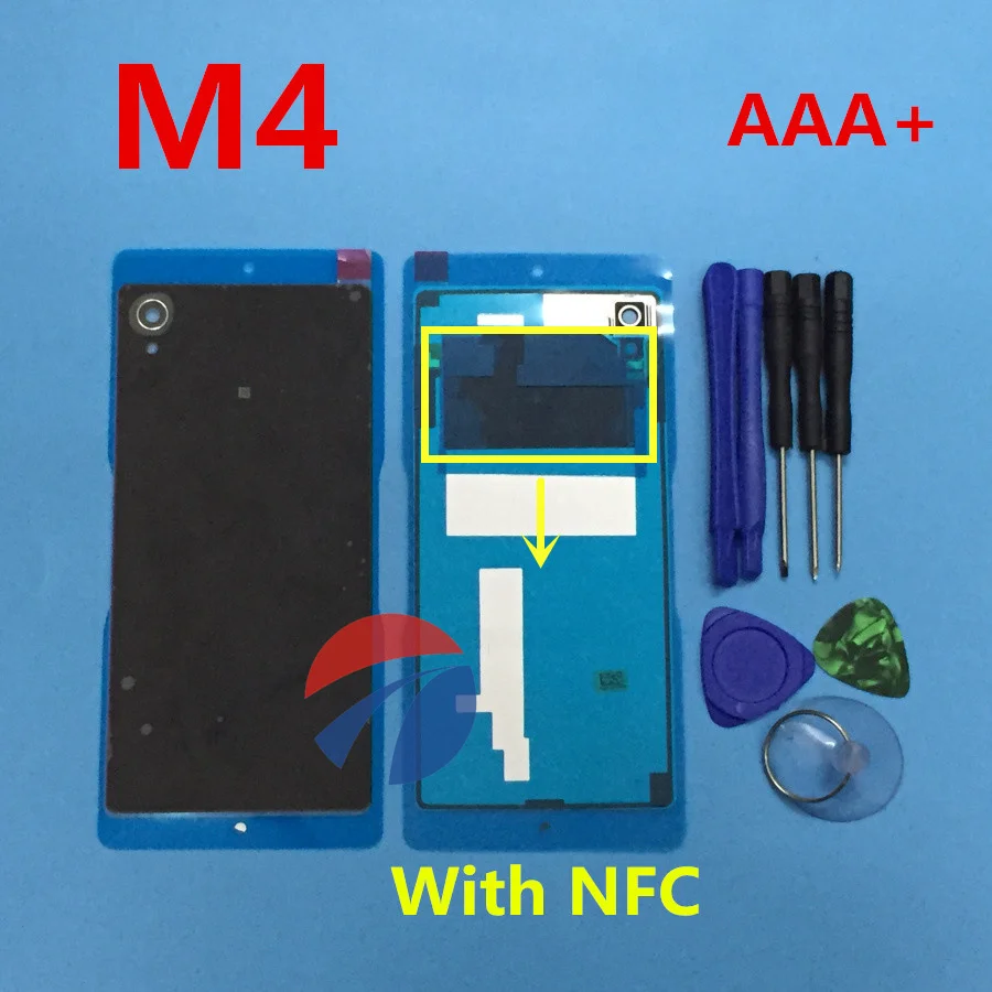 

Original Back Case Rear Cover For Sony Xperia M4 Aqua E2303 E2333 E2353 Battery Door Housing With NFC Antenna Sticker + Tools