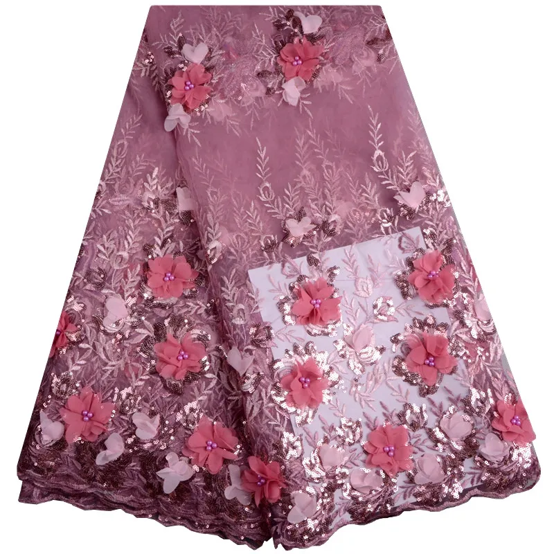 

Free Shipping 2018 Latest African French Lace Fabric High Quality Tulle Lace Fabric With Beads For African Lace Wedding Dress