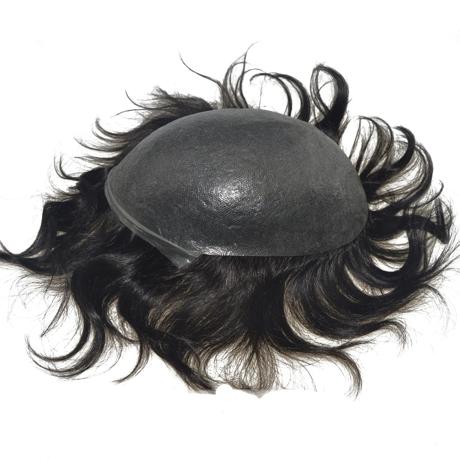 

Super Thin Skin Men Toupee strong Knot Hair Replacement Undetectable Front Hair Line Fast Shipping