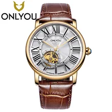 ONLYOU Lovers Watches Luxury Business Men Women Automatic Mechanical Watch Waterproof Fashion Leather Band Wholesale