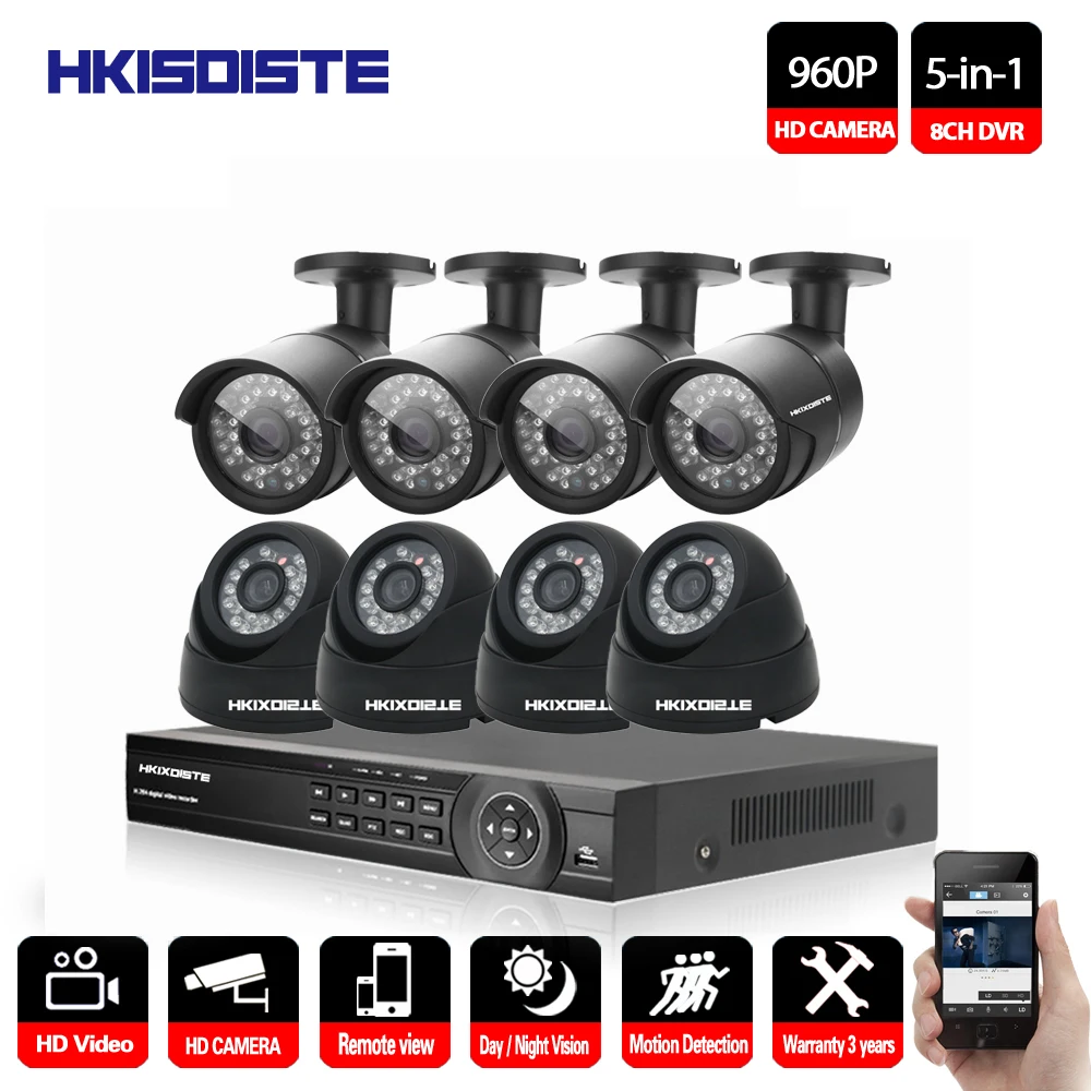 HKIXDISTE 960P наружная система видеонаблюдения 8 канальная 1080P DVR Kit 8CH CCTV камера