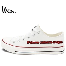 Настроить белый низкий Топ туфли предложить фотографии вам нравится Дизайн уникальный парусиновые кроссовки для Для мужчин Для женщин