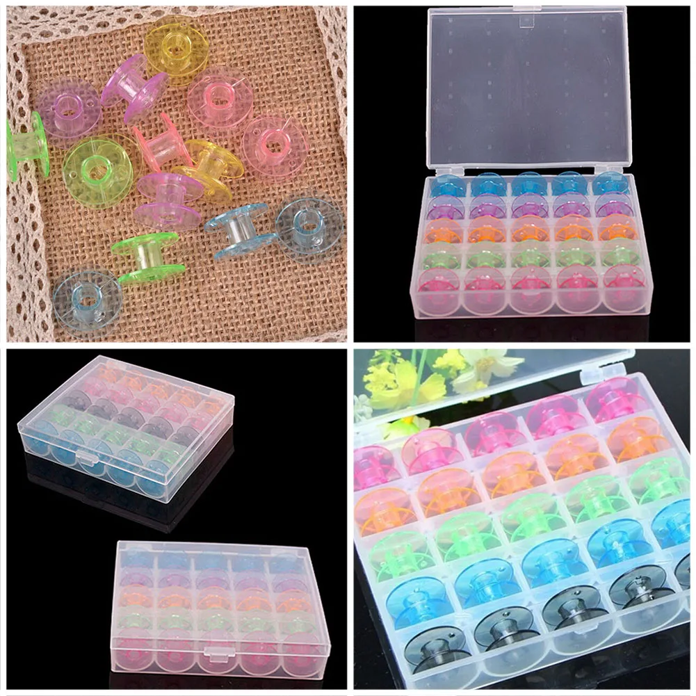 

NEW plastic box 25 Coils for Sewing Machine Bobbins for Storage of Tools Accessories Randomly Color