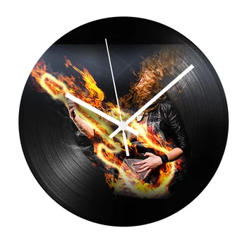 

Guitar Record Clock Pop Singer Vinyl CD Record Wall Clock Modern Design Hanging Clock for Living Room Kitchen Home Decor