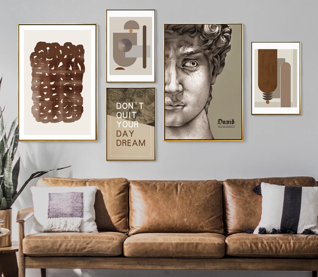 

Italy Renaissance Michelangelo David Abstract Canvas Painting Vintage Kraft Poster Coated Wall Sticker Home Decor Home Gift