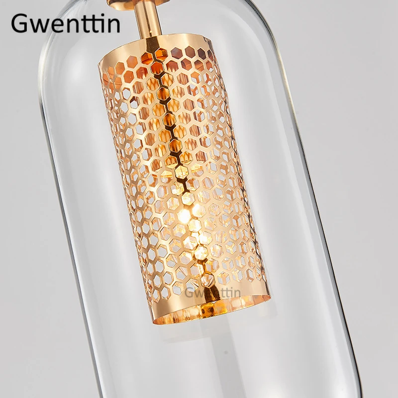 Подвесной светильник из золотого стекла в скандинавском стиле, современный светодиодный подвесной светильник для столовой, спальни, лофт, промышленный светильник, декоративный светильник