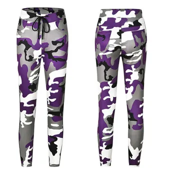 

Women Fashion Camo Cargo Pant Trouser Ladies Stylish High Waist Elastic Stretch Cargo Army Camo Pants Combat Military Hot sales