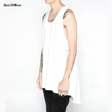 QoolXCWear, модная мужская одежда для фитнеса, городской жилет в стиле хип-хоп, Мужская Клубная одежда, удлиненные майки