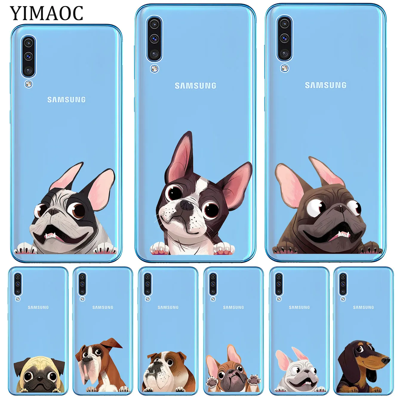 

YIMAOC Cute Animal Pug Dog Cartoon Bulldog Soft Phone Case for Samsung Galaxy A70 A60 A50 A40 A30 A20 A10 M10 M20 M30 M40 Cover