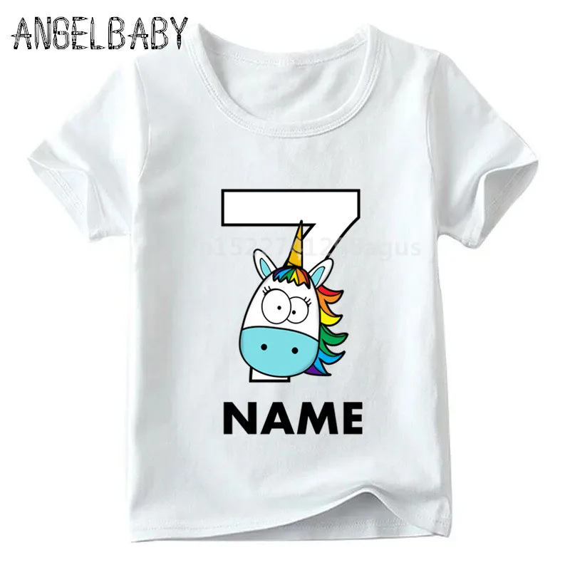 Boys/Girls Happy Birthday Rainbow Unicorn Number 1-9 Print T shirt Children Funny Gift Clothes Kids Cartoon Baby T shirt,ooo5239 - Цвет: ooo5239 P