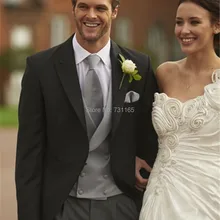 Черный slim fit блейзер Мужчины Костюм Дизайнер мужской пиджак Костюм 3 шт. Свадебные Костюмы(куртка+ брюки+ жилет