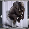 LzL Home Elephant 3D Shower Curtain Funny Animal Pattern Bathroom Curtain Waterproof Polyester Fabric Unique Design Home Decor ► Photo 1/6
