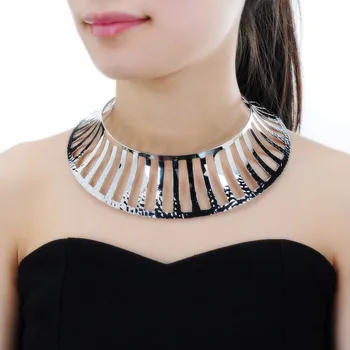 

JEROLLIN Punk Women Collar Choker Necklace Maxi Big Circle Metal Pendants Torques Statement Necklaces