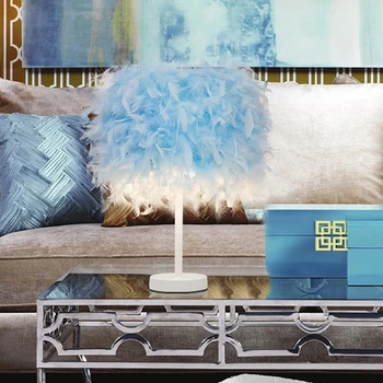 

Colorized Feather Desk Lamps E27 LED Lighting Art Deco Modern Fashion Table Lamp 220V Feather Table Lights With Dimmer Switch