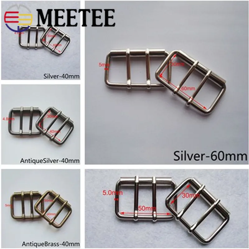 Meetee 4/10p 40/50/60 мм металлический двойной контактный ролик ремня пряжки пальто веб-ремень, регулируемый жгут "сделай сам", мужская сумка для аксессуаров