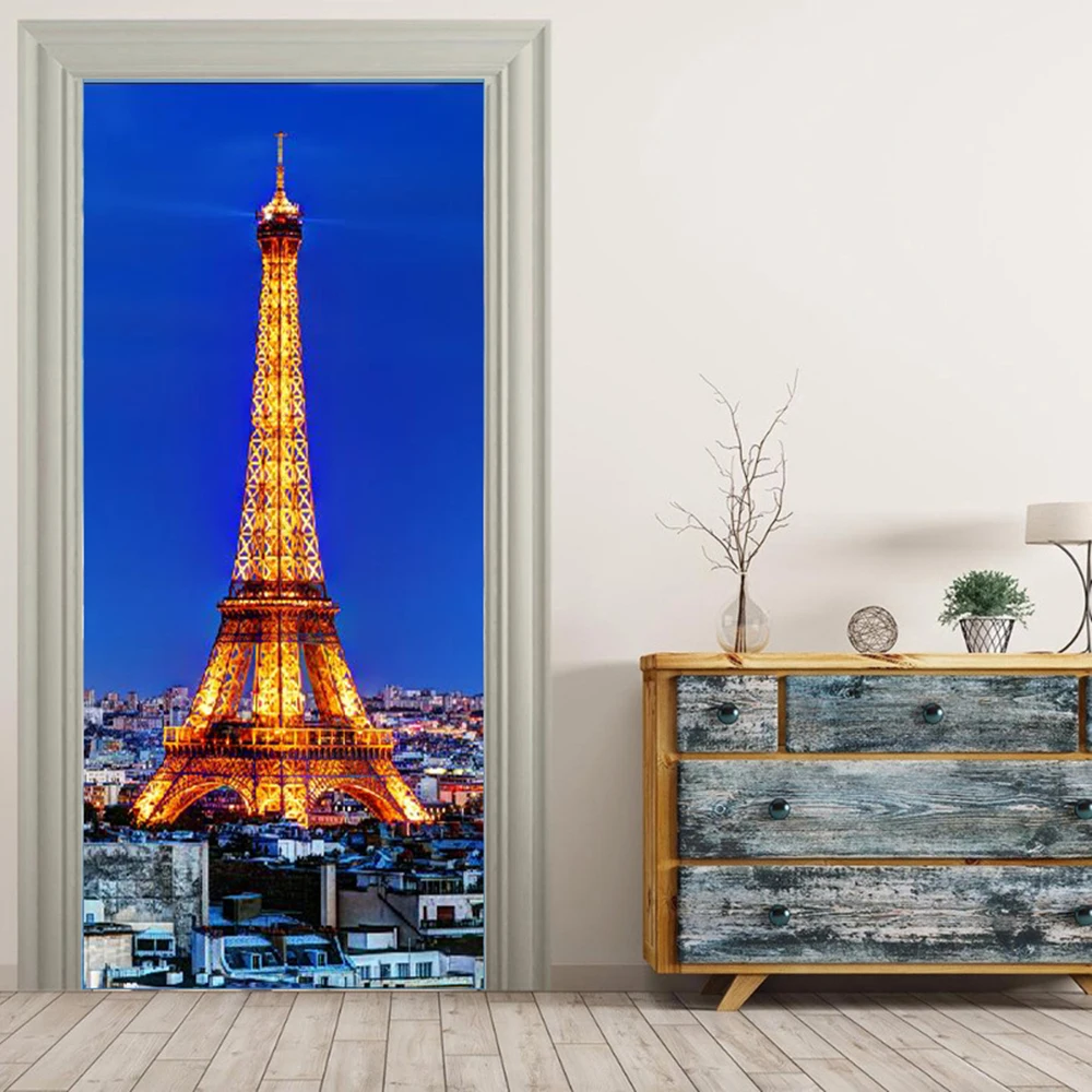 Парижская башня свет настенные росписи стикер s дверь наклейка обои переводки украшение для дома Aug02749