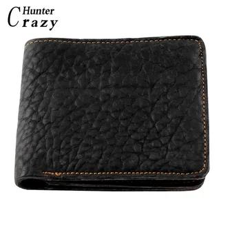 

Yellow Stitches Line Soft Real Leather Short Billfold Mens Fashion Wallet Black