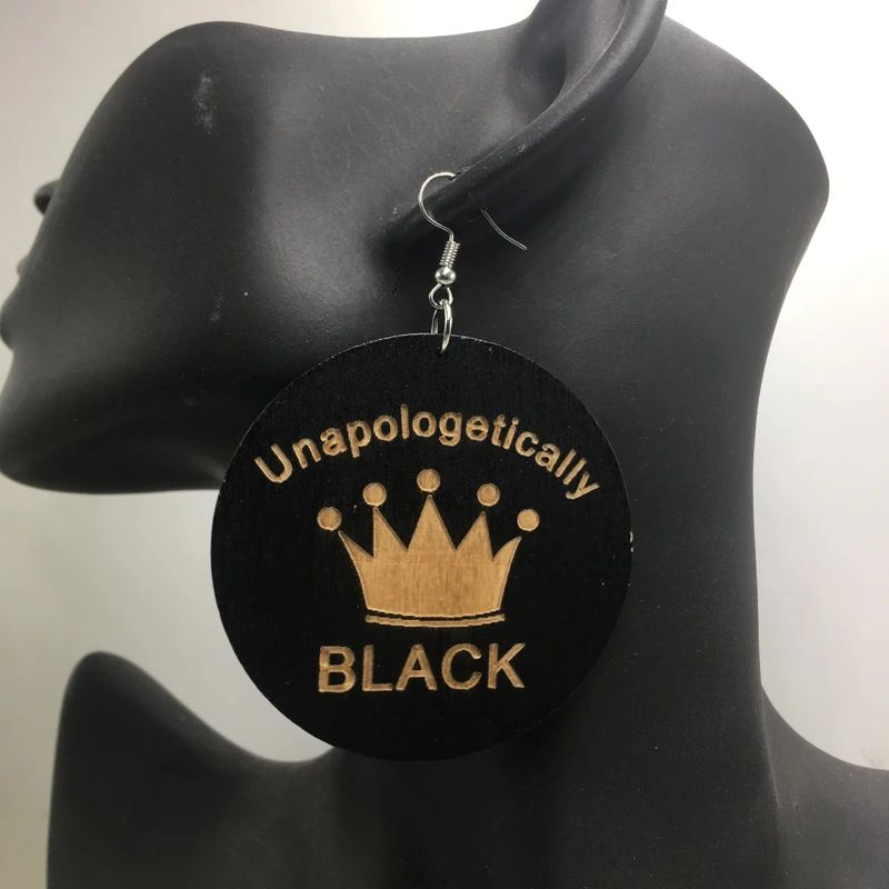 

5pairs/lot Engraved Unapologetically Black Wood Earrings