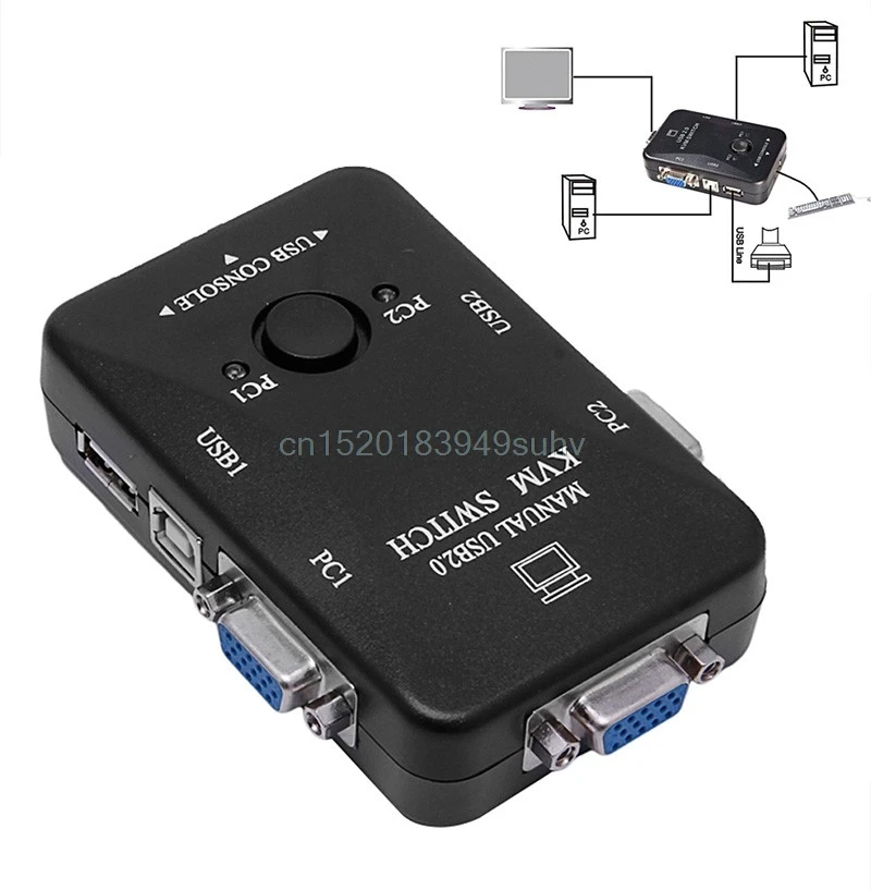 Руководство 2 Порты и разъёмы USB 2,0 kvm-коммутатор VGA Box для 2 шт. принтер Мышь клавиатура Монитор