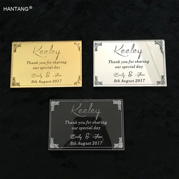 

Customized 90X60mm Multi Color Acrylic Wedding Thank You Cards 100pcs Per Lot