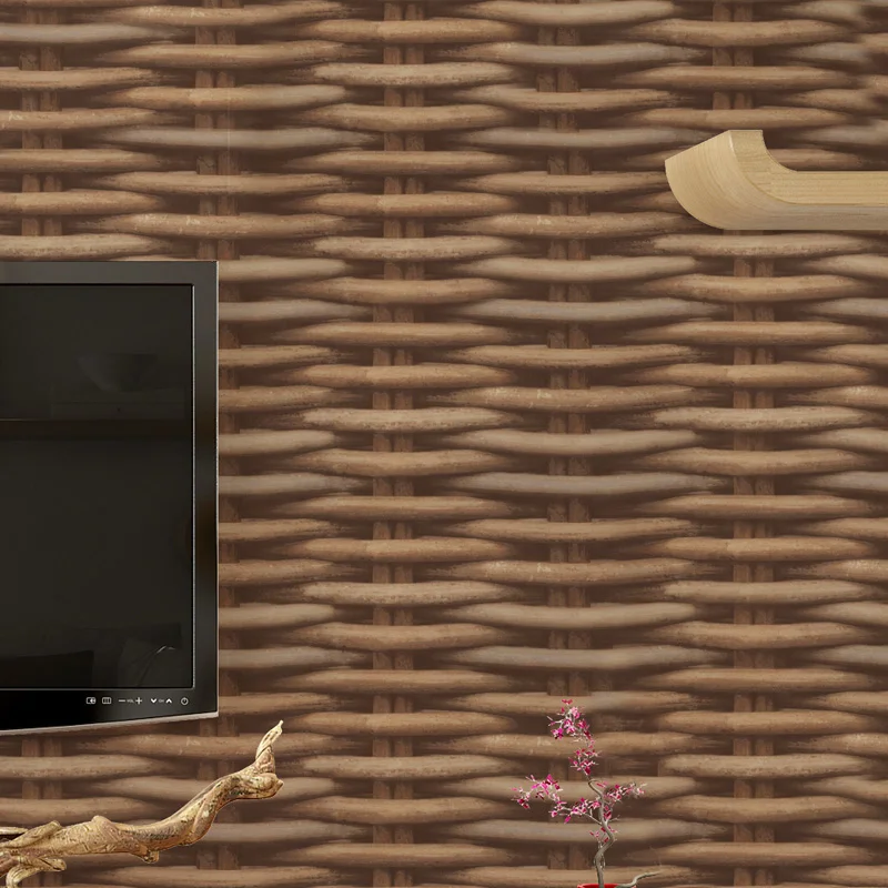 

Chinese Style 3D Simulation Rattan Wallpaper For Walls Roll Living Room Restaurant Study PVC Vinyl Wallpaper Papel De Parede 3D
