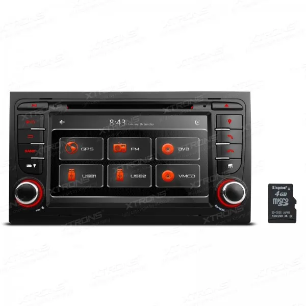 XTRONS 7'' 2 din car audio 1080P Touch Screen stereo DVD Player with GPS Navigation Dual Channel CANbus for Audi A4 / S4 RS4 |