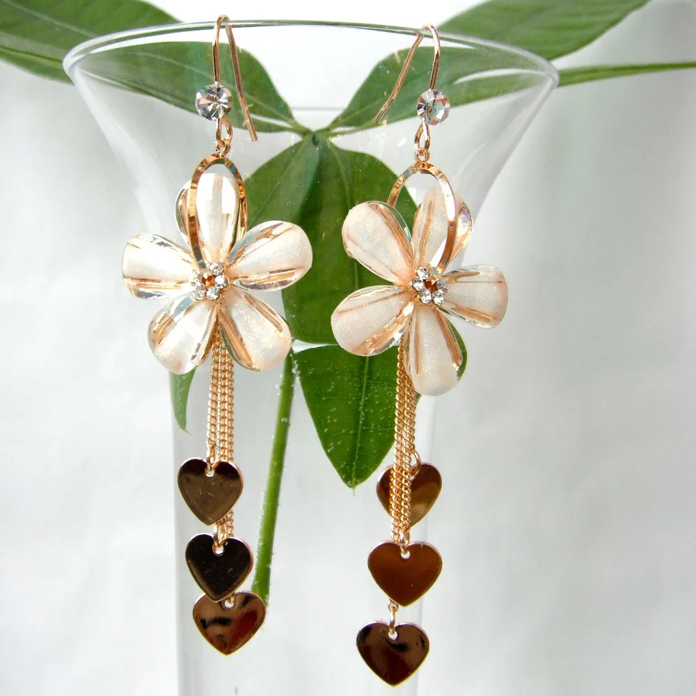Серьги капельки Navachi SMT1008 с желтым цветком и стразами|drop earrings|earrings earringearrings drops |