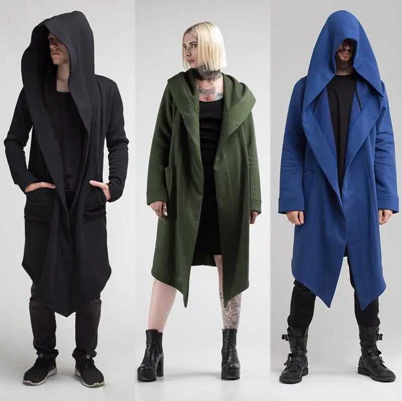 

Fashion Men's Unisex Coat Long Sleeve Hooded Cloak Jacket Womens Solid Cardigan