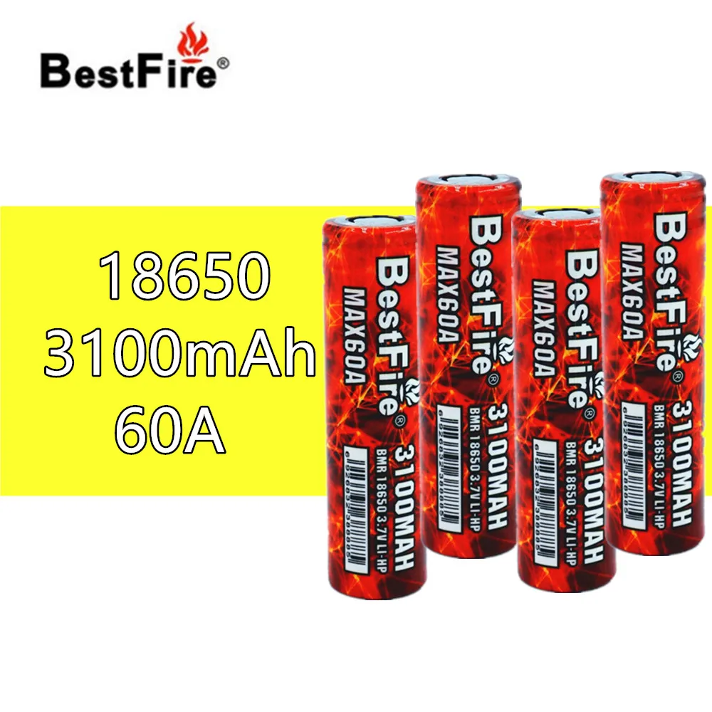 4 шт. перезаряжаемые батареи Bestfire 18650 3100 мАч 60A VS VTC6 для электронных сигарет SMOK eleaf