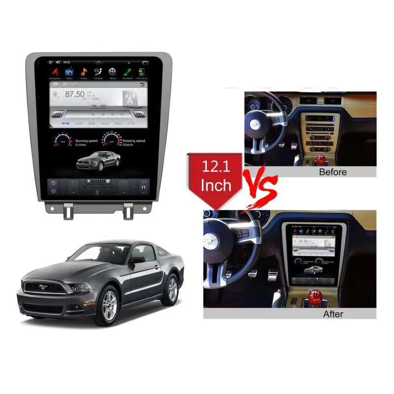 Best 12.1" Tesla Android  Fit Ford Mustang 2010 2011 2012 2013 2014 Car DVD Player Navigation GPS Radio 1