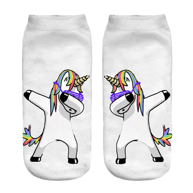 Новые Harajuku 3D носки с единорогами женские Kawaii лодыжки Licorne женские носки Calcetines Mujer