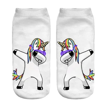 

2018 new Harajuku 3D Print Unicorn Socks Women Kawaii Ankle Licorne Chaussette Femme Calcetines Mujer wholesales